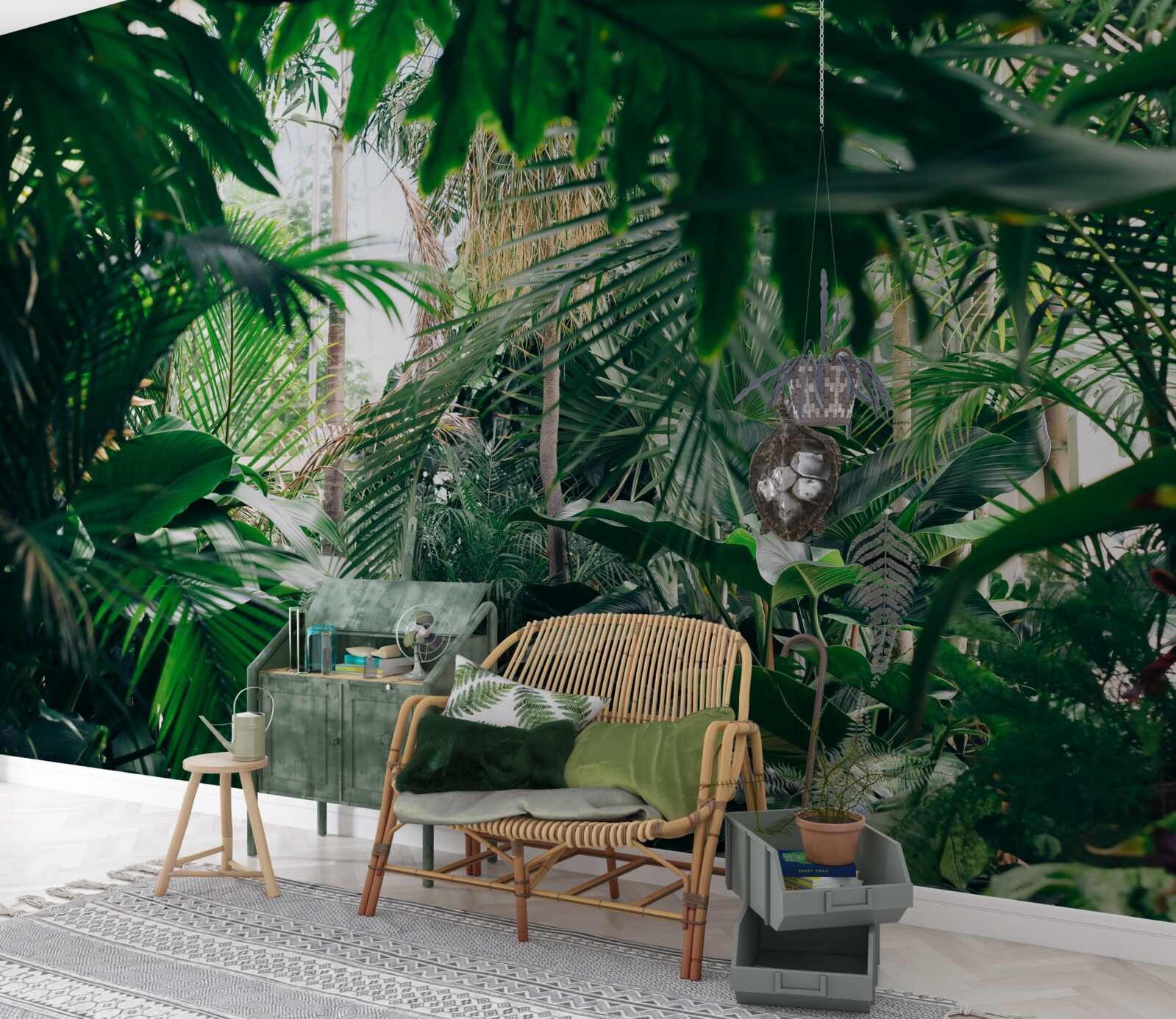 Papier peint la jungle verte est éclairée par la lumière