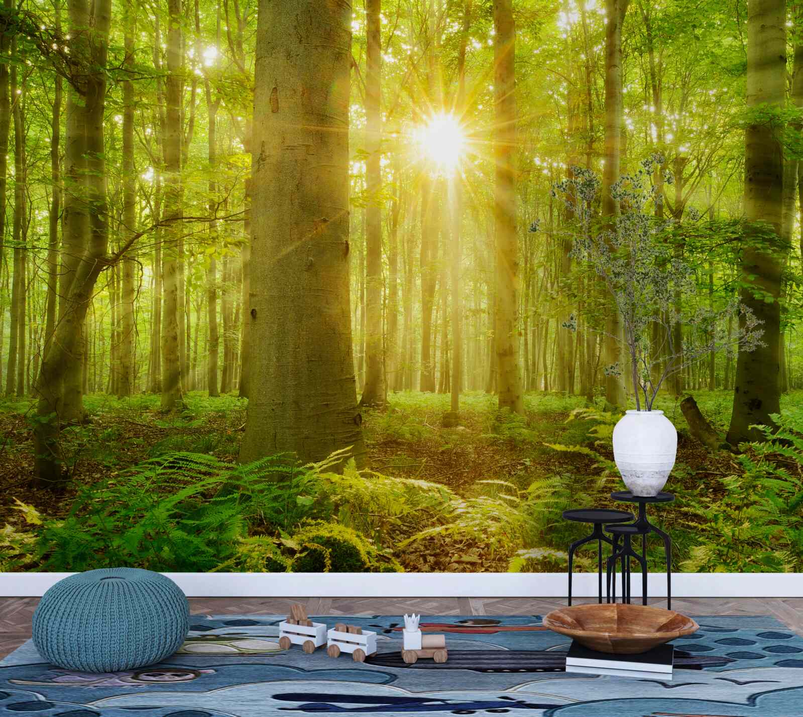 Papier peint Lumière du soleil dans une forêt de hêtres