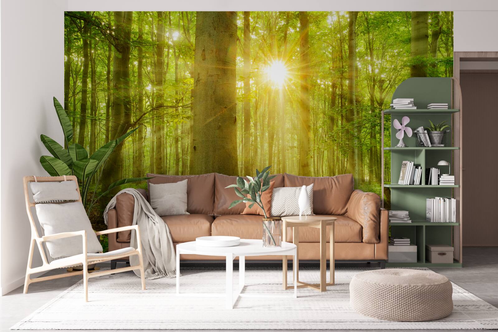 Papier peint la forêt s'anime sous le soleil du matin