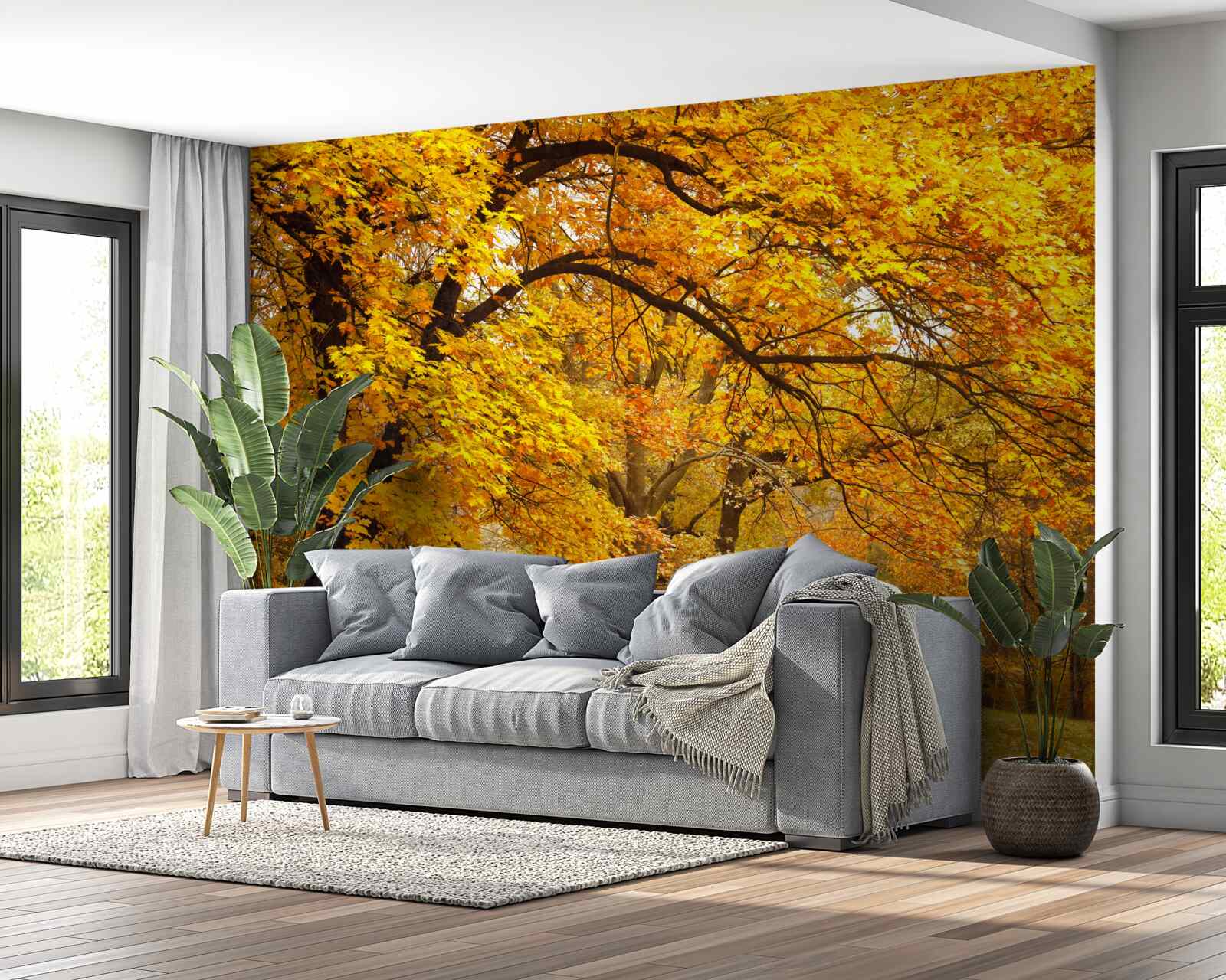 Papier peint l'automne dans son costume jaune est entré dans la forêt