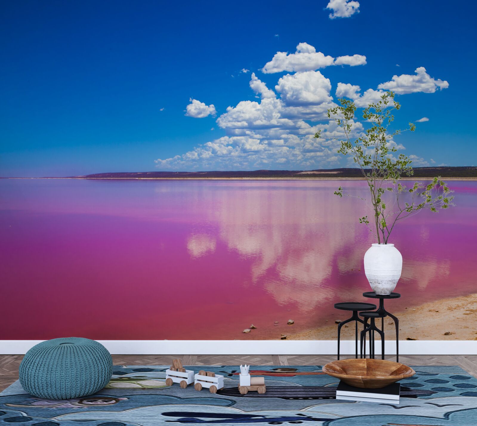 Papier peint la lagune de hutt aux eaux roses