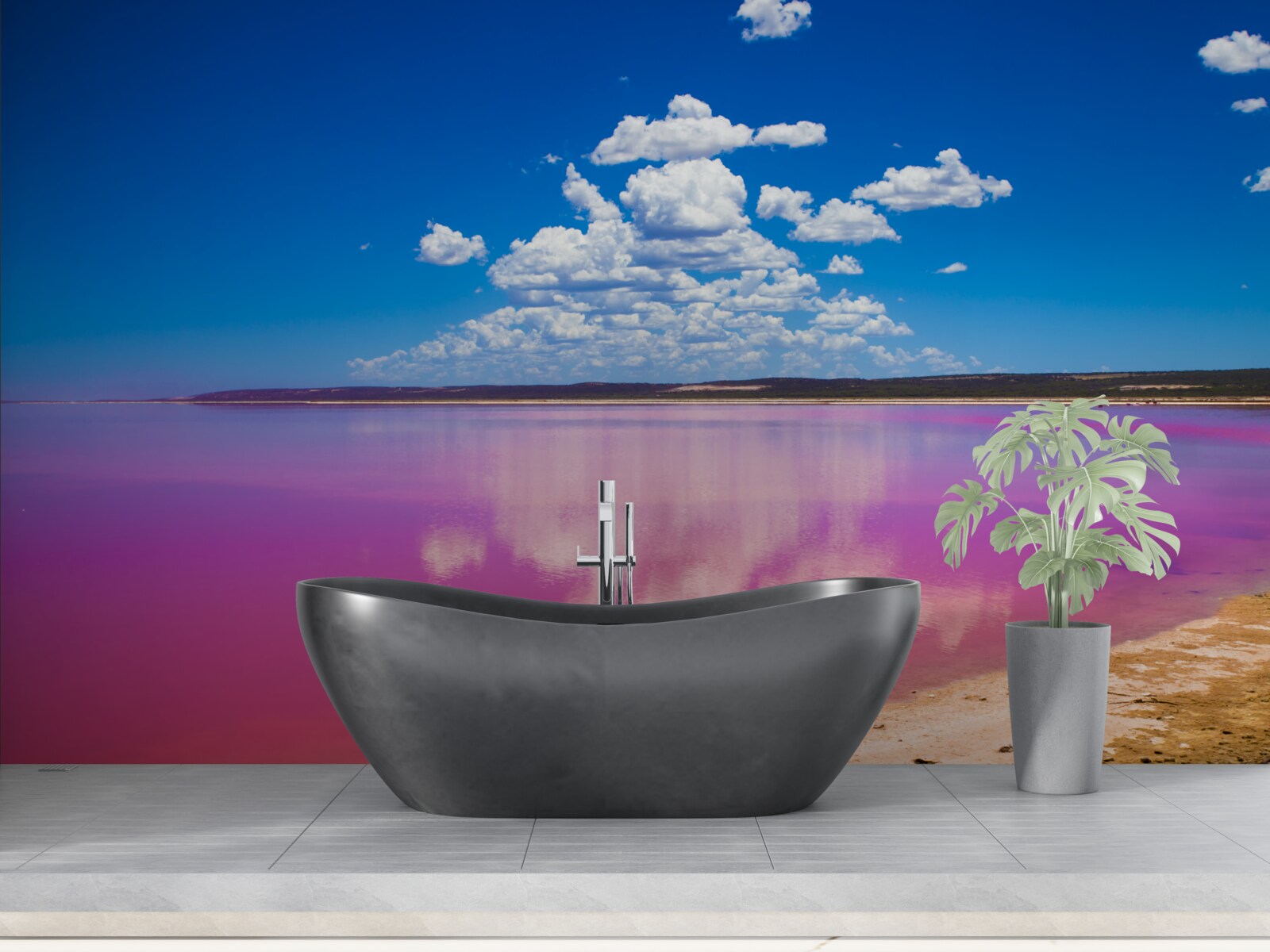 Papier peint la lagune de hutt aux eaux roses
