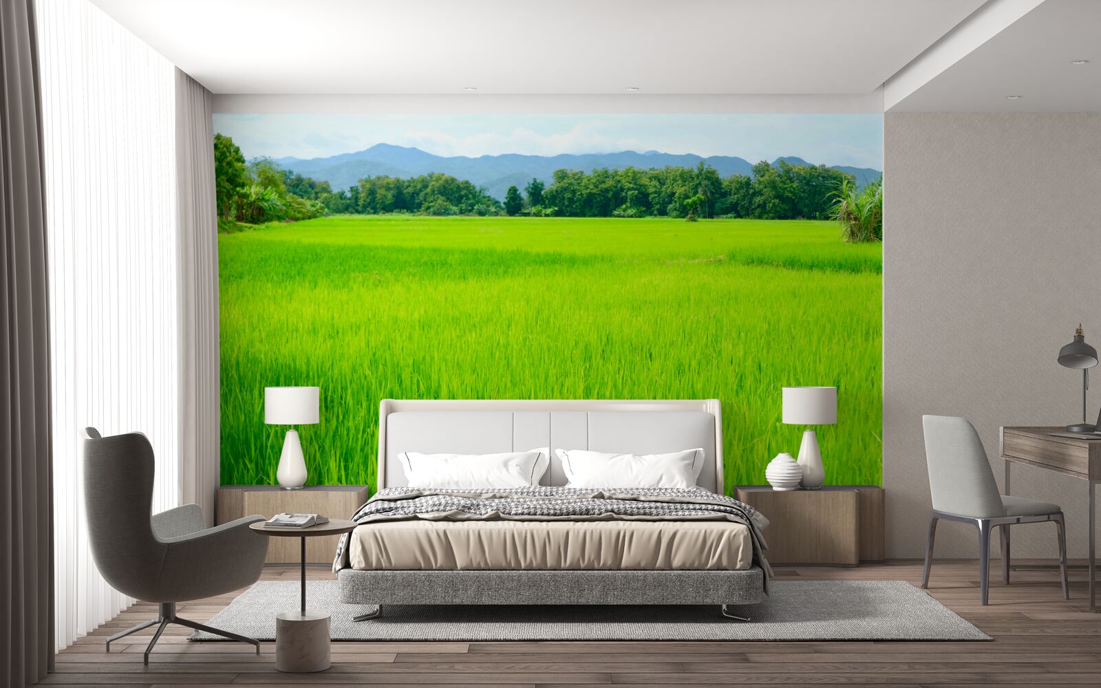 Papier peint Prairie verte dans les montagnes