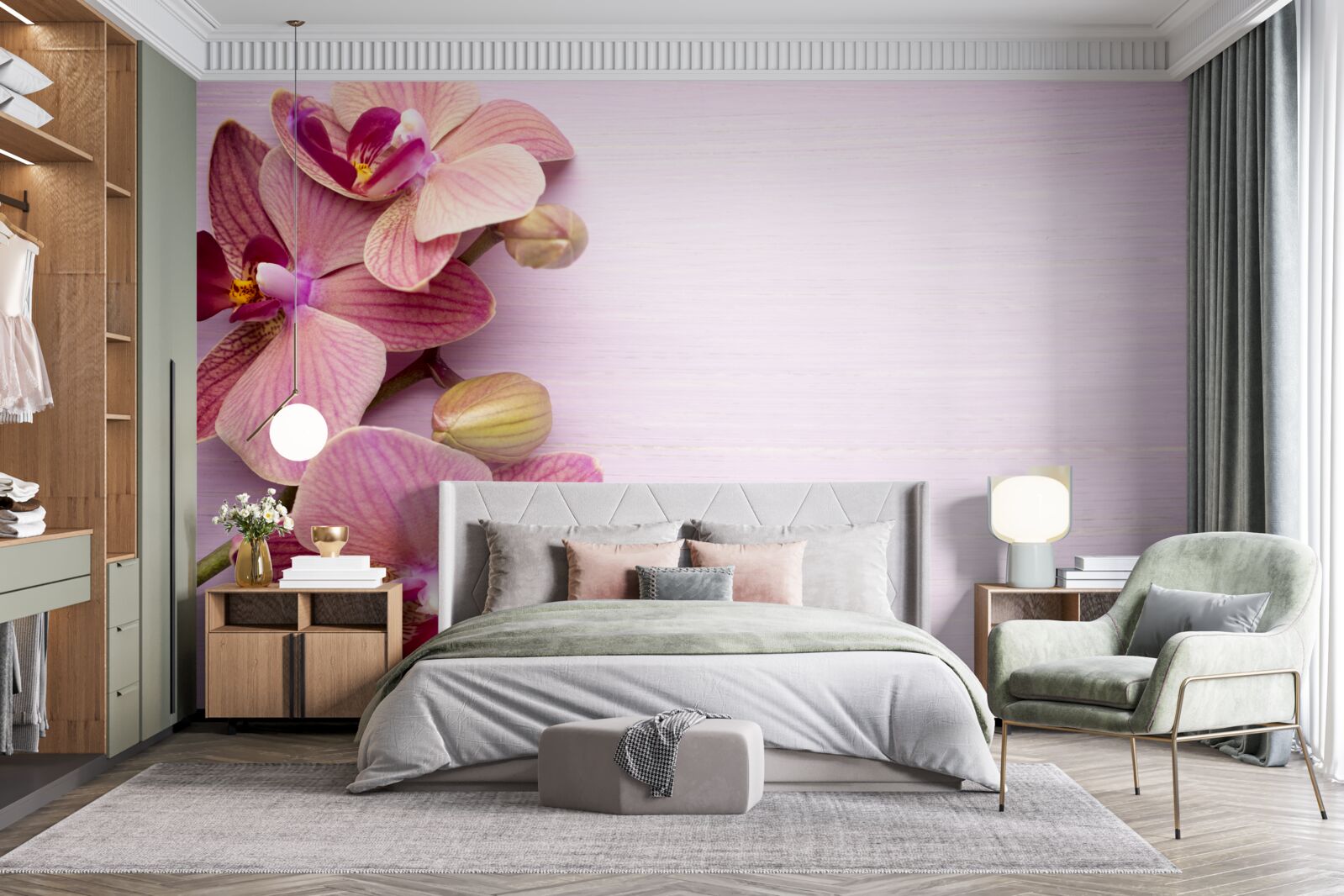 Papier peint Les orchidées sont d'une beauté rose étonnante