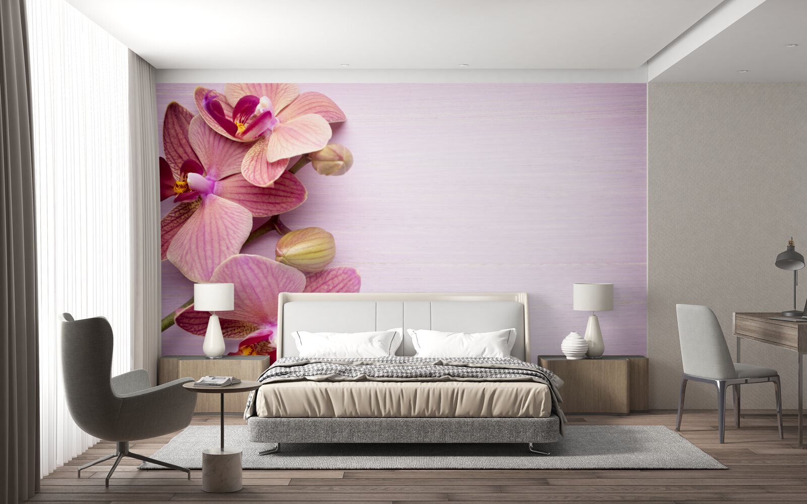 Papier peint Les orchidées sont d'une beauté rose étonnante