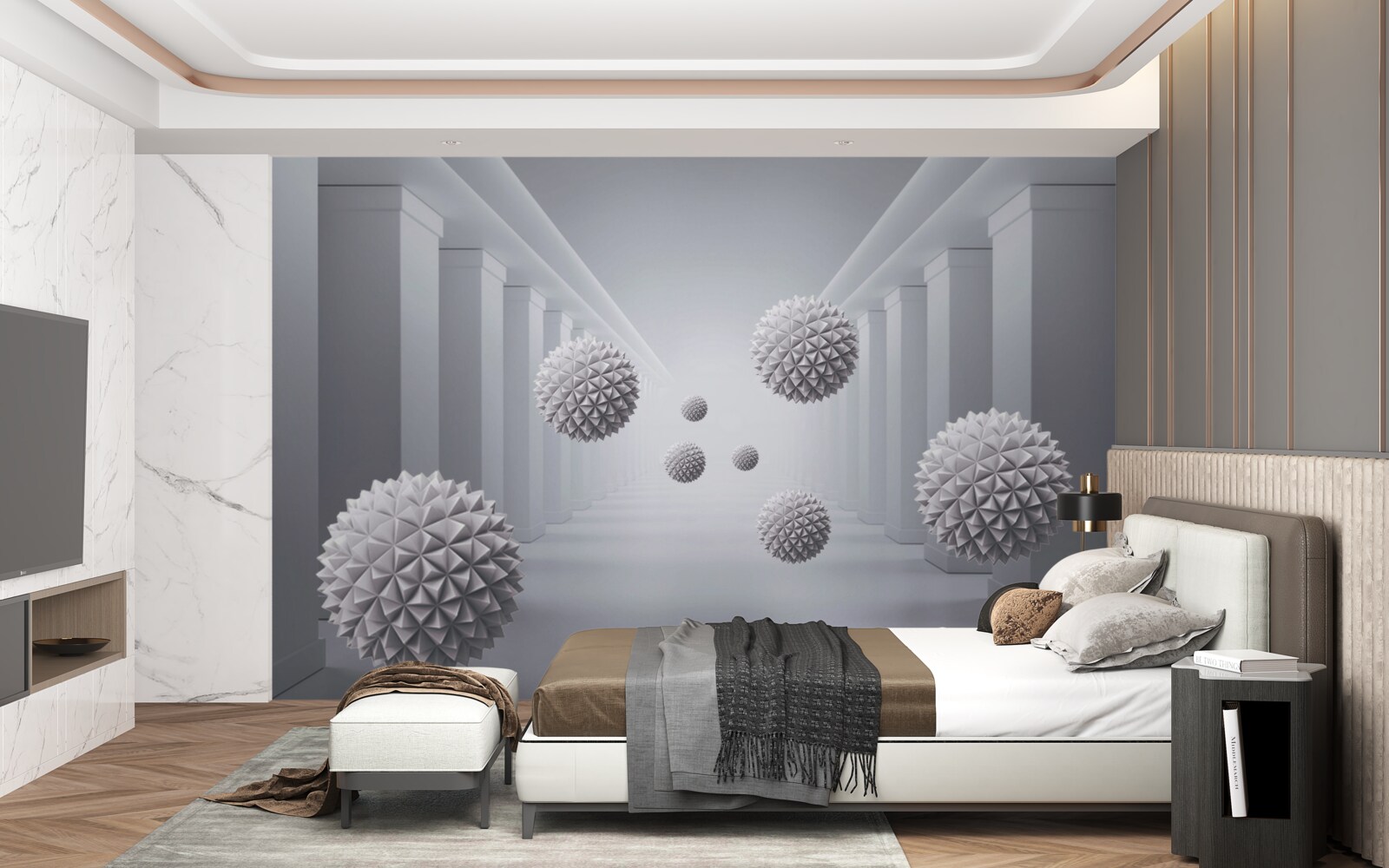 Papier peint les balles disparaissent dans un couloir sans fin