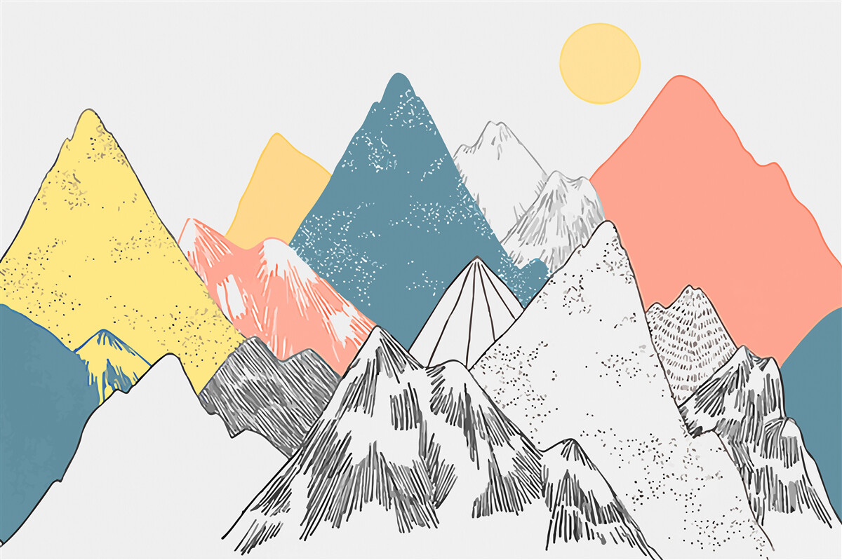 Papier peint coucher de soleil hivernal dans les montagnes froides