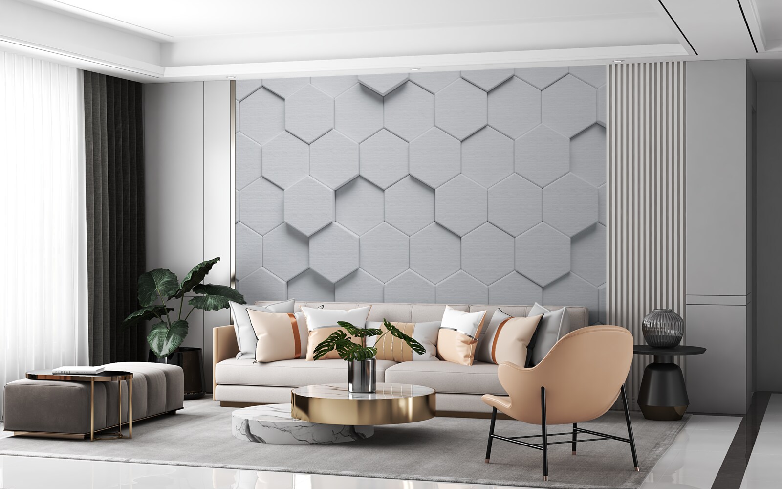 Papier peint grands objets en argent