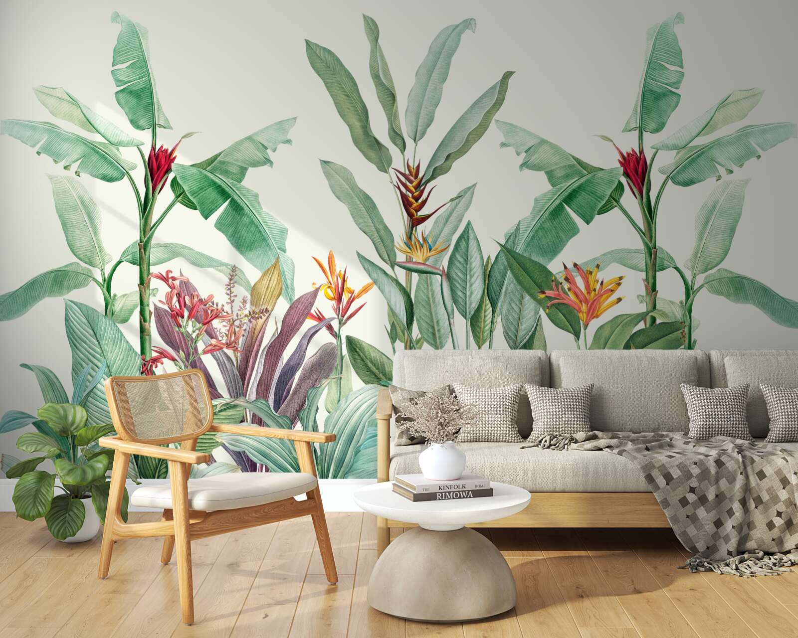 Papier peint feuilles vertes tropicales