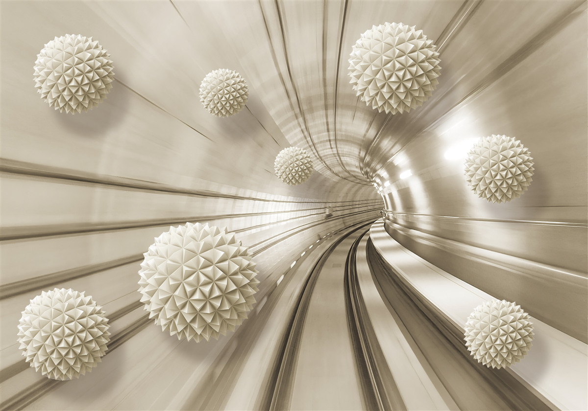 Papier peint boules marron clair dans le passage