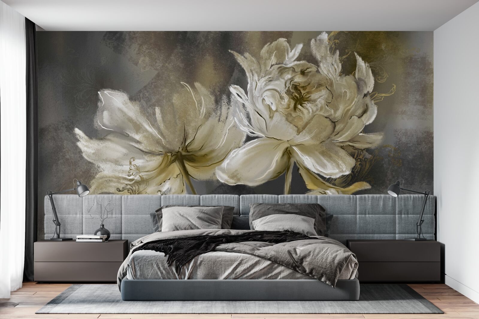 Papier peint fleurs de l'antiquité