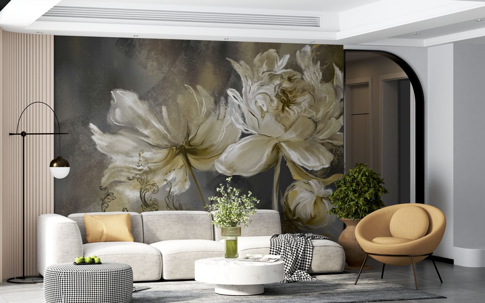 Papier peint fleurs de l'antiquité