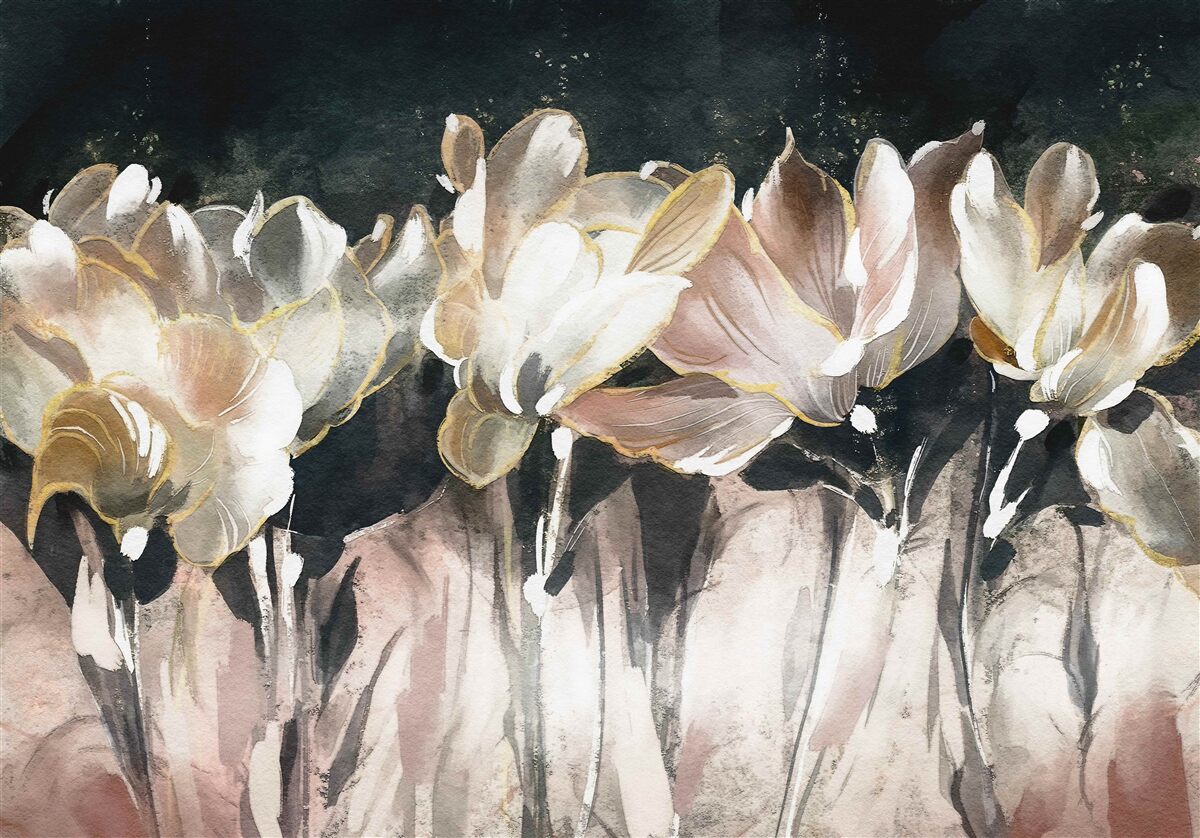 Papier peint flore aux couleurs pastel
