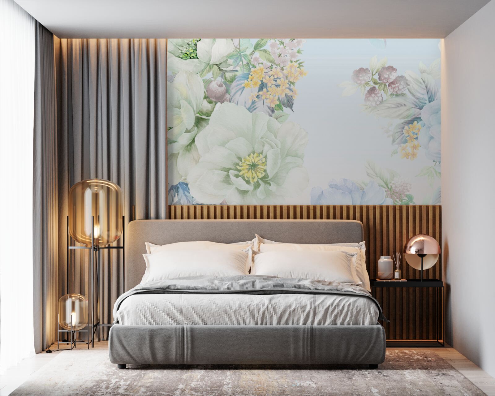 Papier peint des fleurs aux couleurs douces et pastel