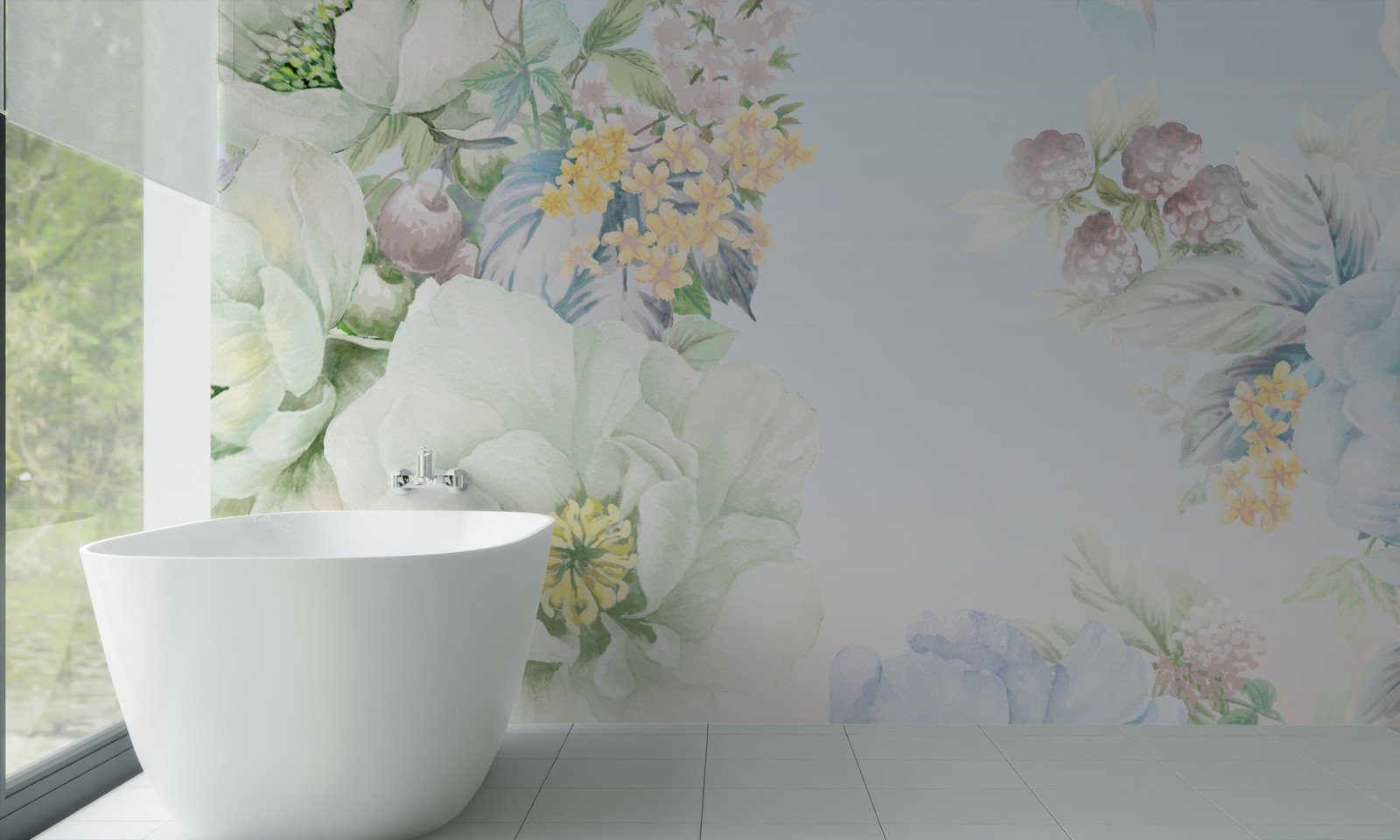 Papier peint des fleurs aux couleurs douces et pastel