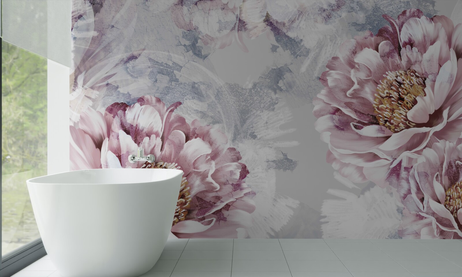Papier peint grandes pivoines roses