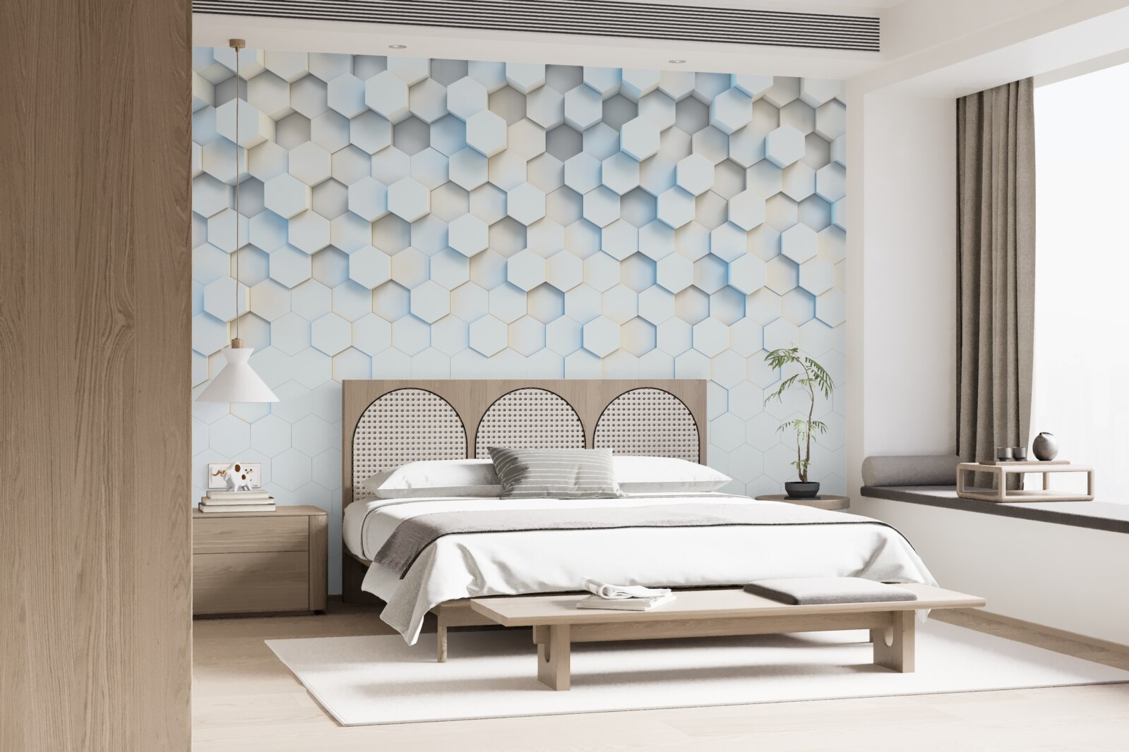 Papier peint les hexagones sont blancs