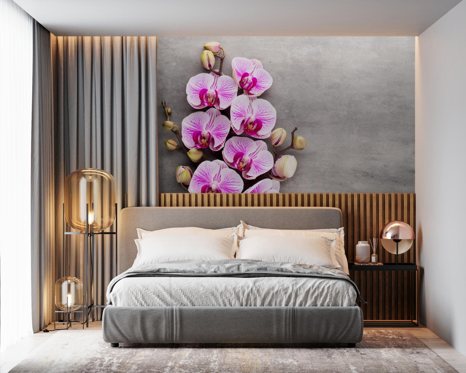 Papier peint orchidée lilas et blanche