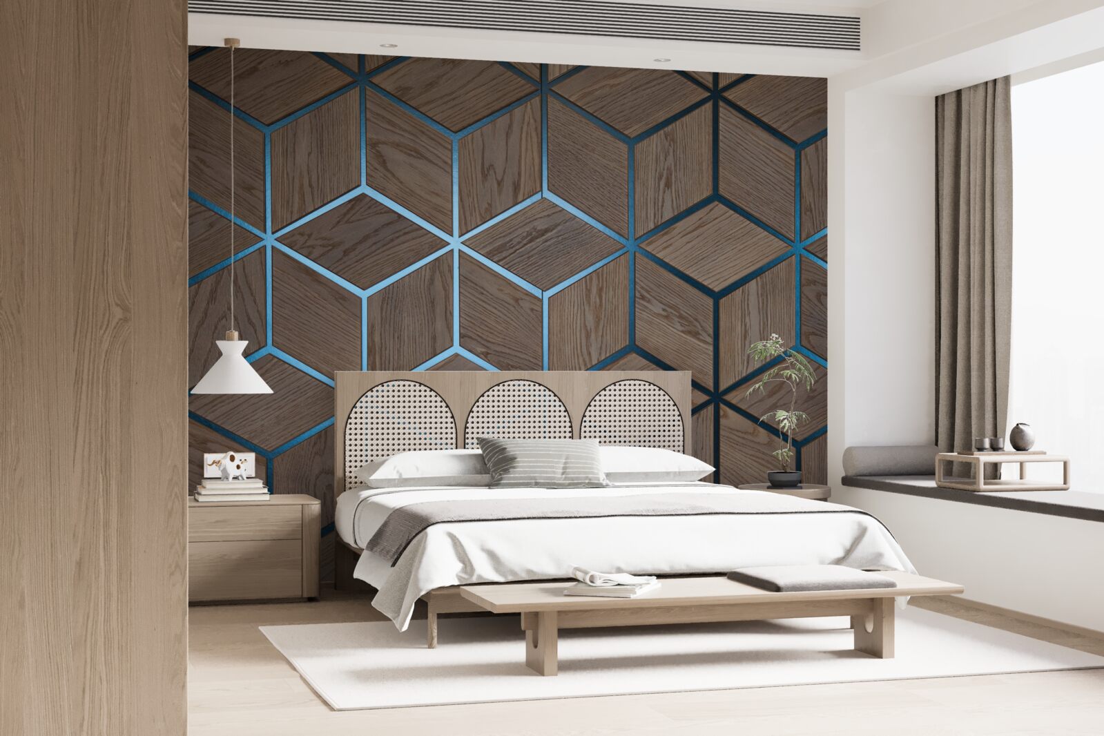 Papier peint plancher en bois avec bandes noires