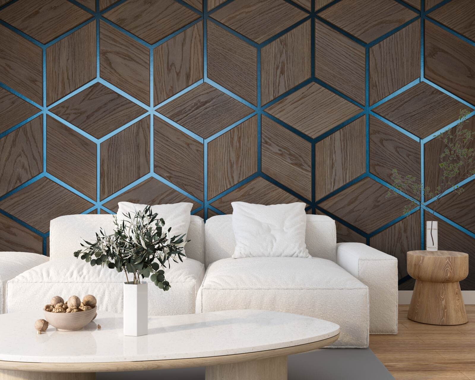 Papier peint plancher en bois avec bandes noires