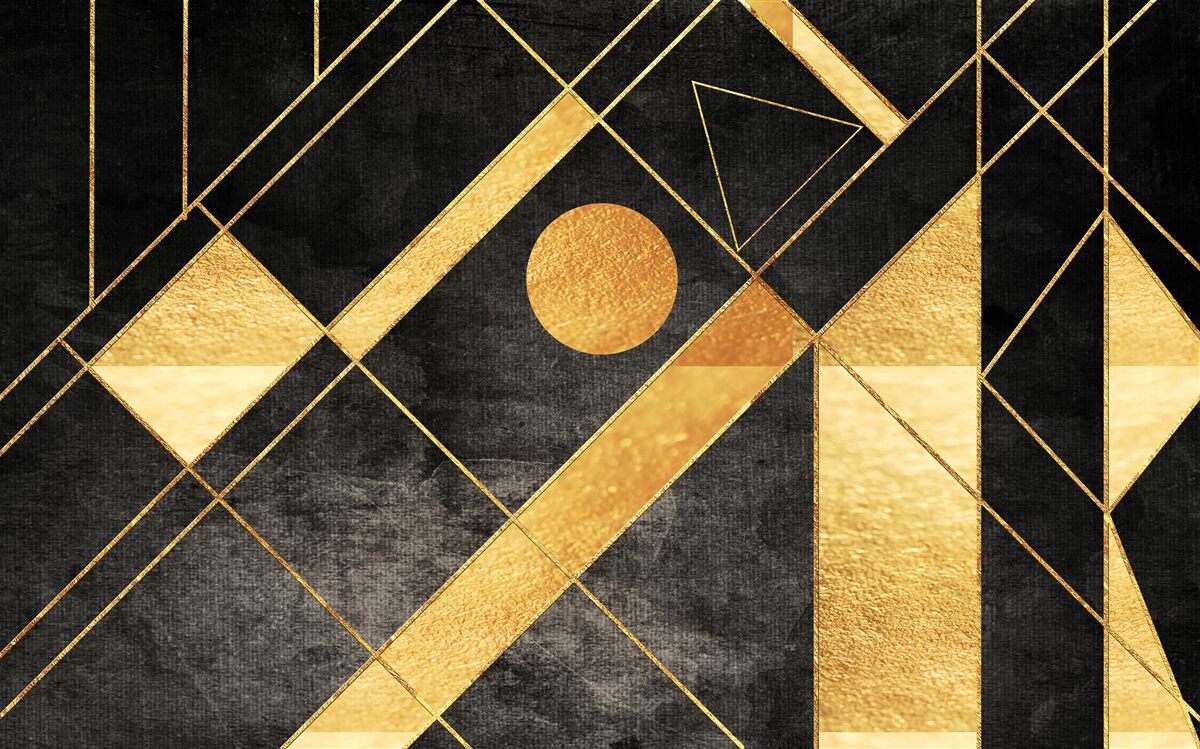 Papier peint fond noir avec des lignes dorées