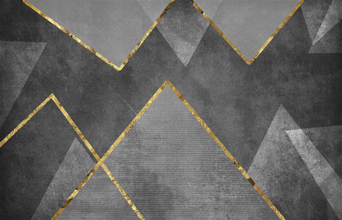 Papier peint zigzags dorés, noirs et blancs