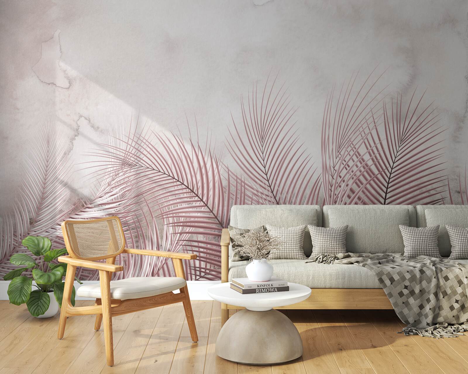 Papier peint feuilles tropicales dans un brouillard vaporeux