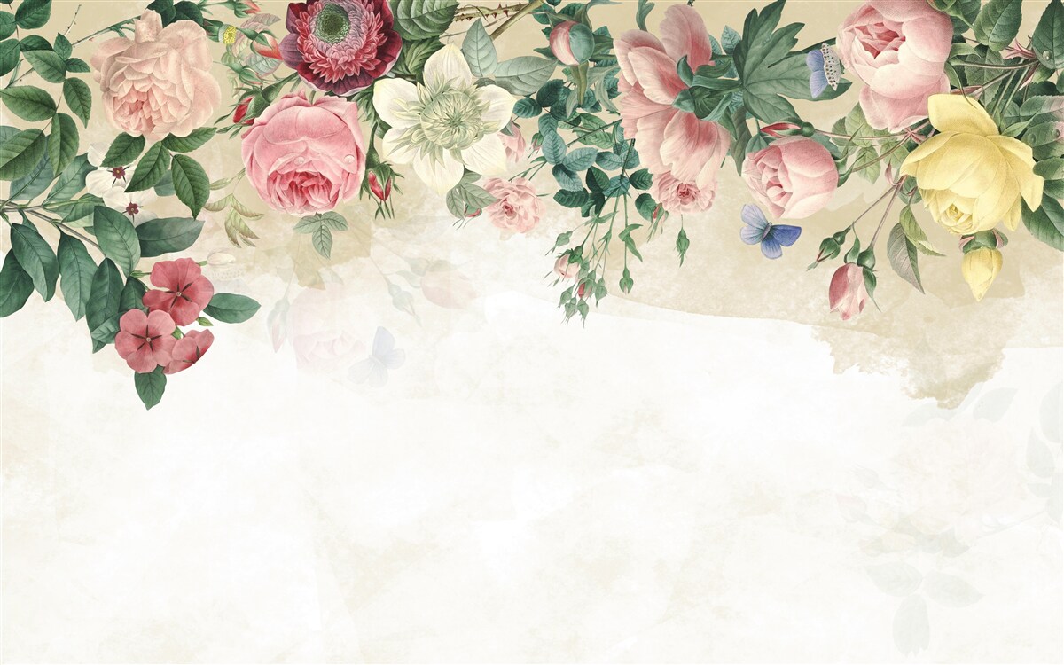 Papier peint bourgeons roses de différentes teintes