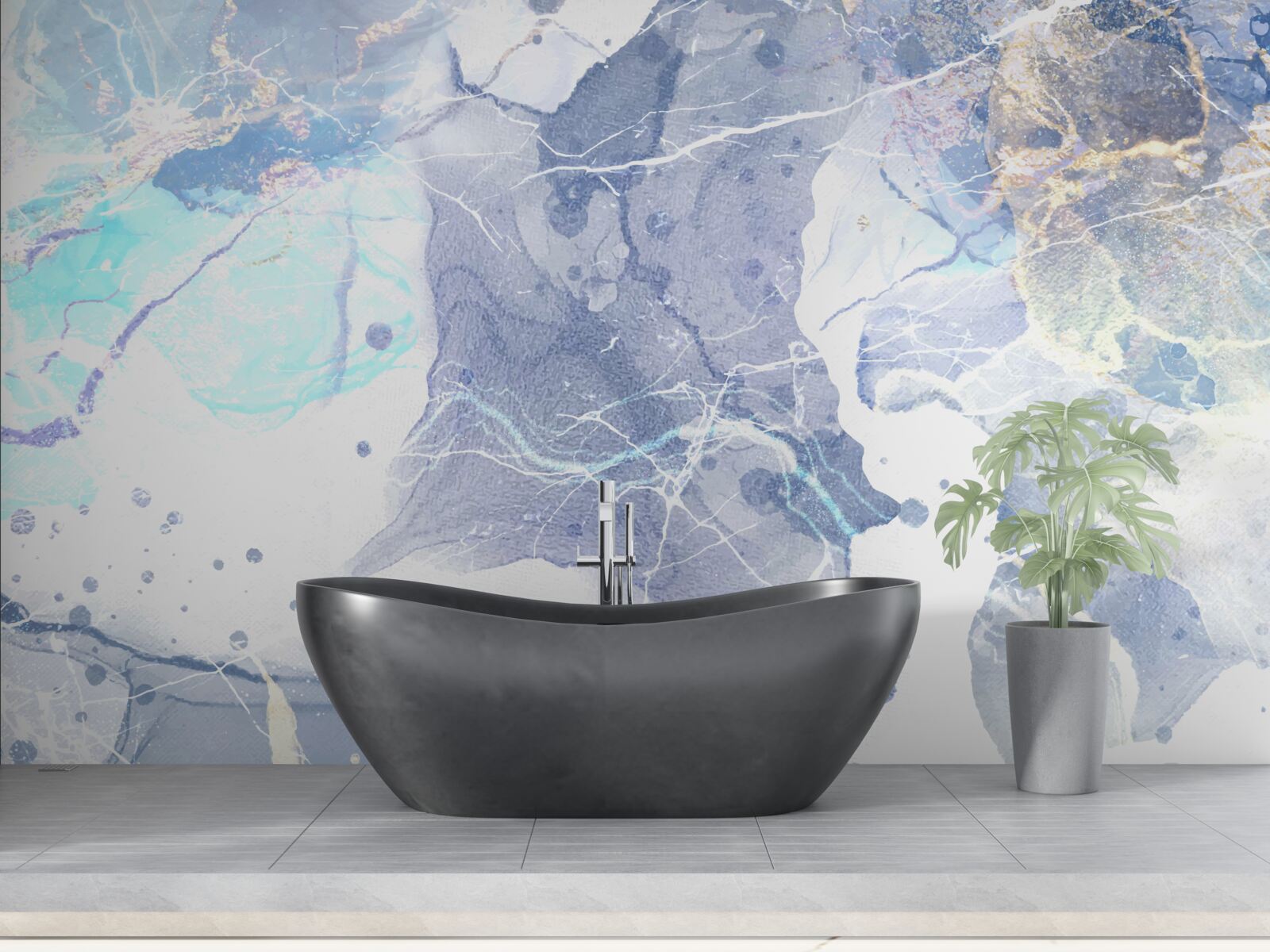 Papier peint marbre bleu dans un style abstrait