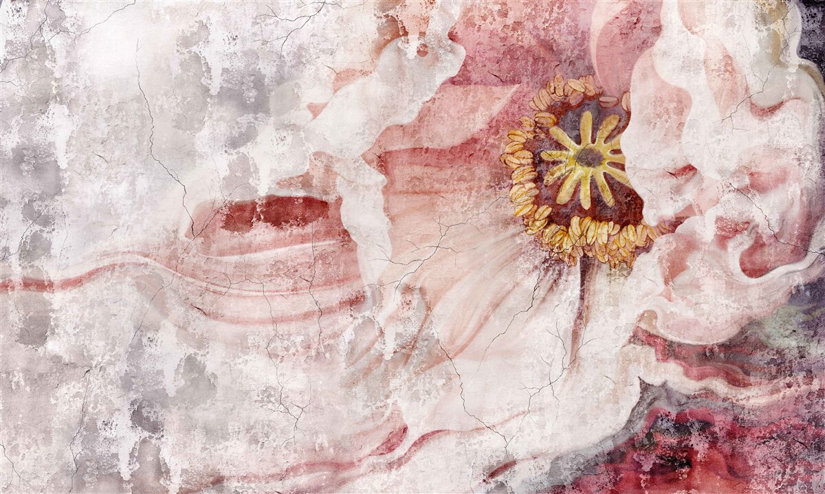 Papier peint fleur étonnante sur un mur en béton
