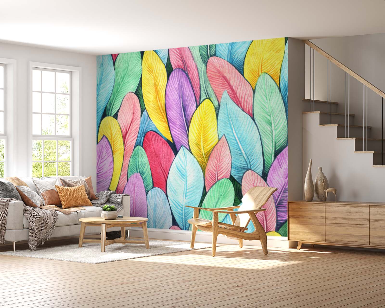 Papier peint feuilles multicolores d'un automne lumineux