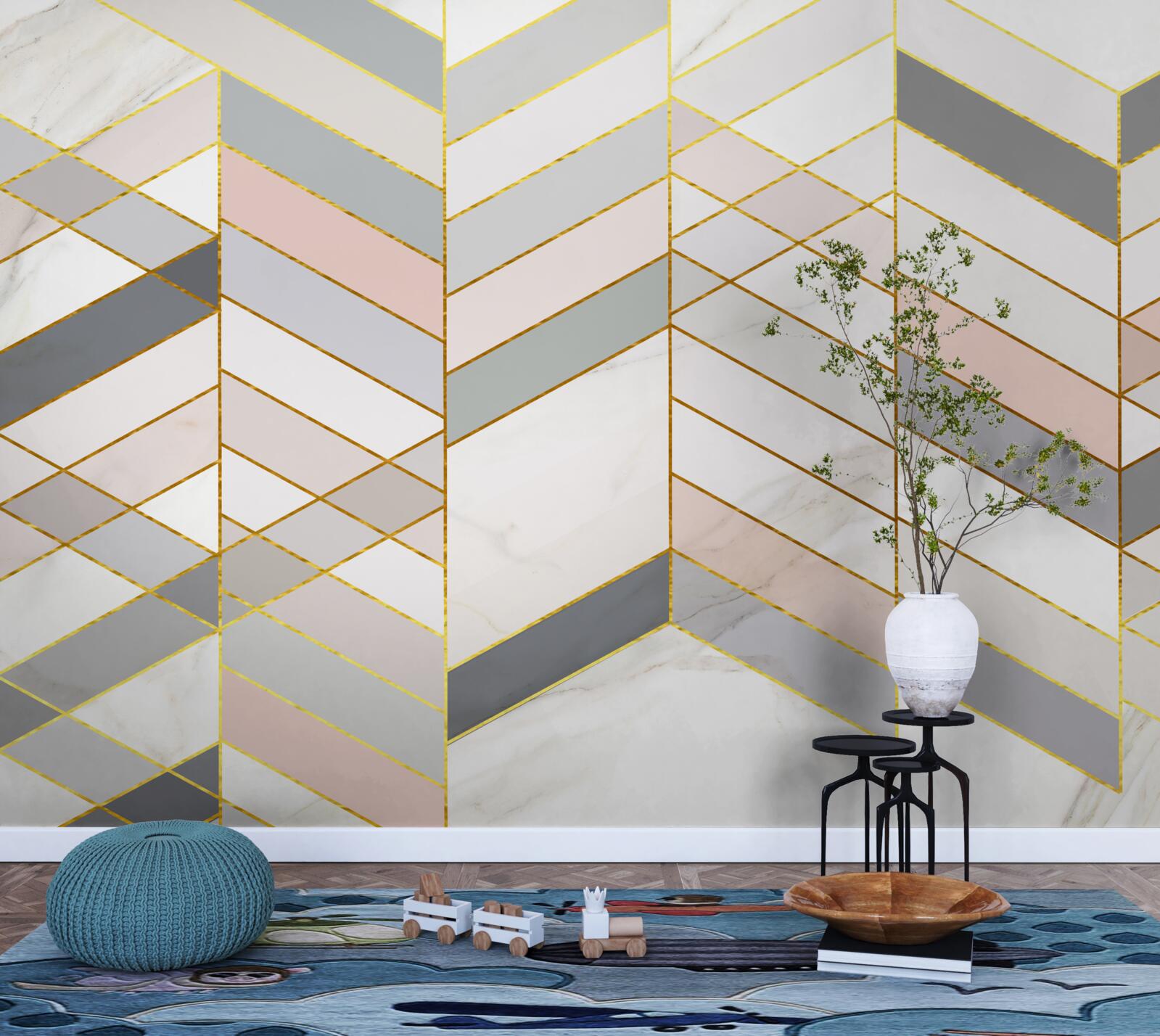 Papier peint lignes pastel disposées en diagonale