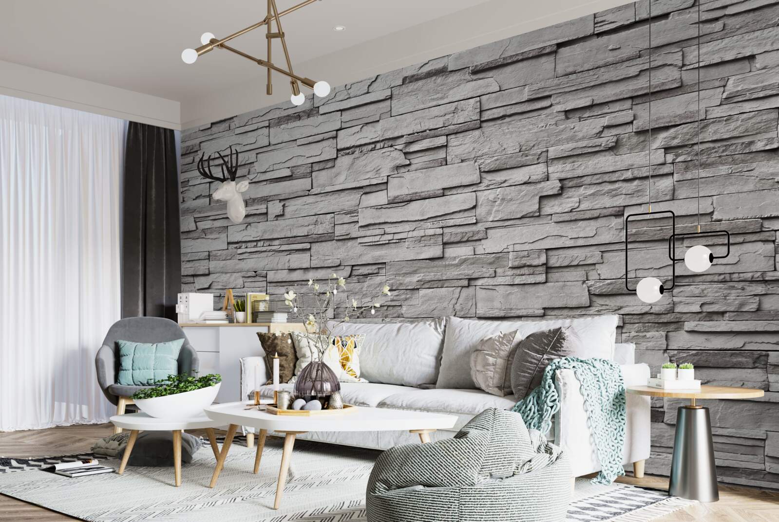 Papier peint mur en pierre blanche