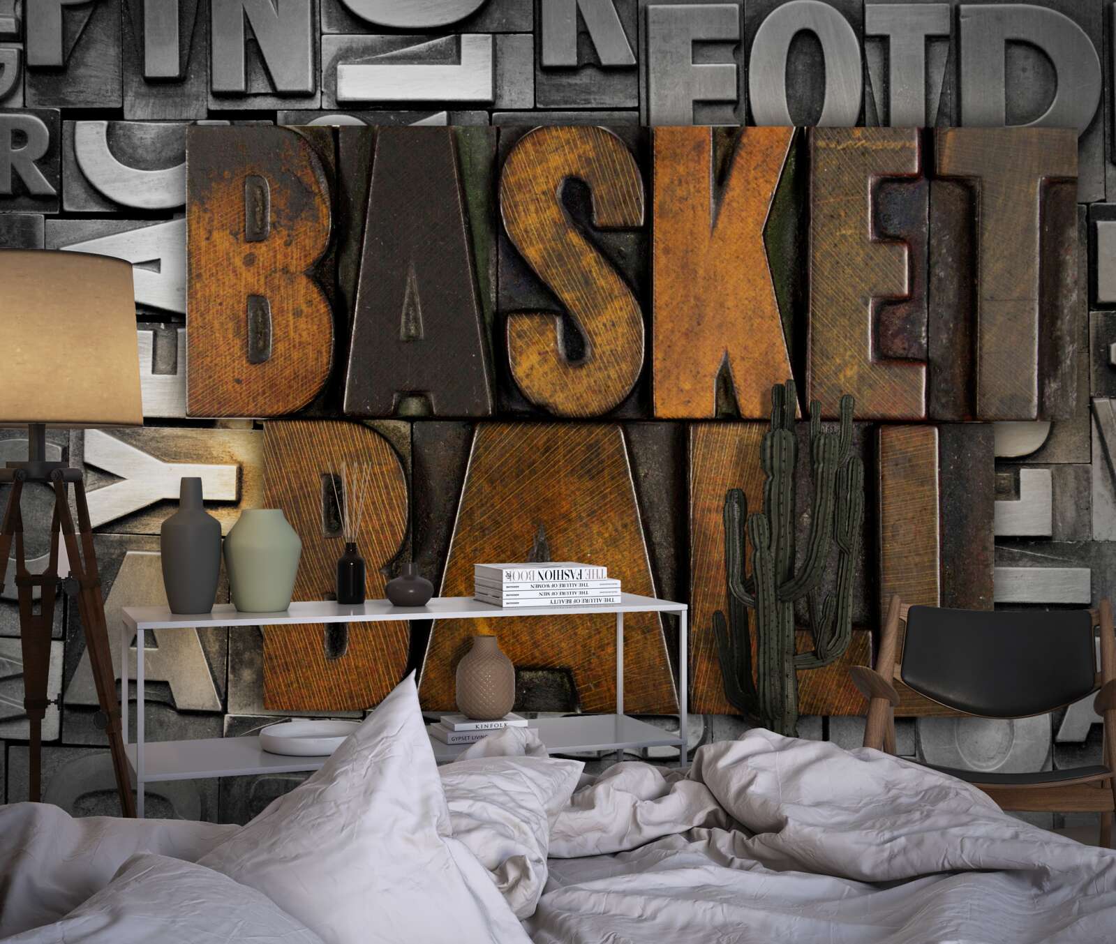 Papier peint "basket" gravé sur métal