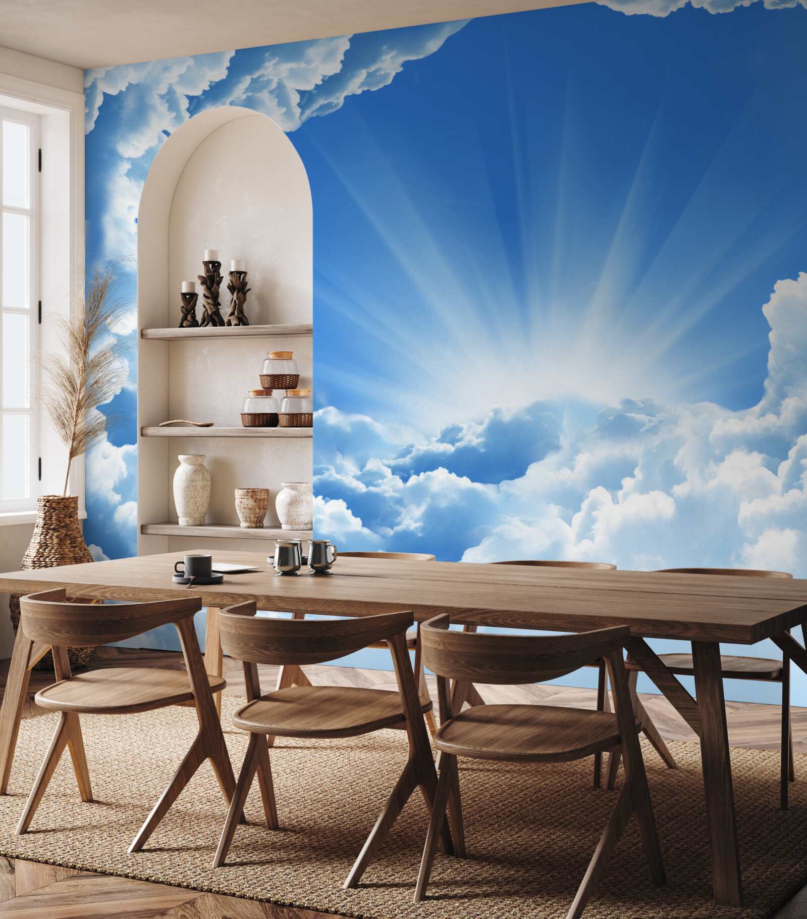 Papier peint les rayons du soleil percent les nuages