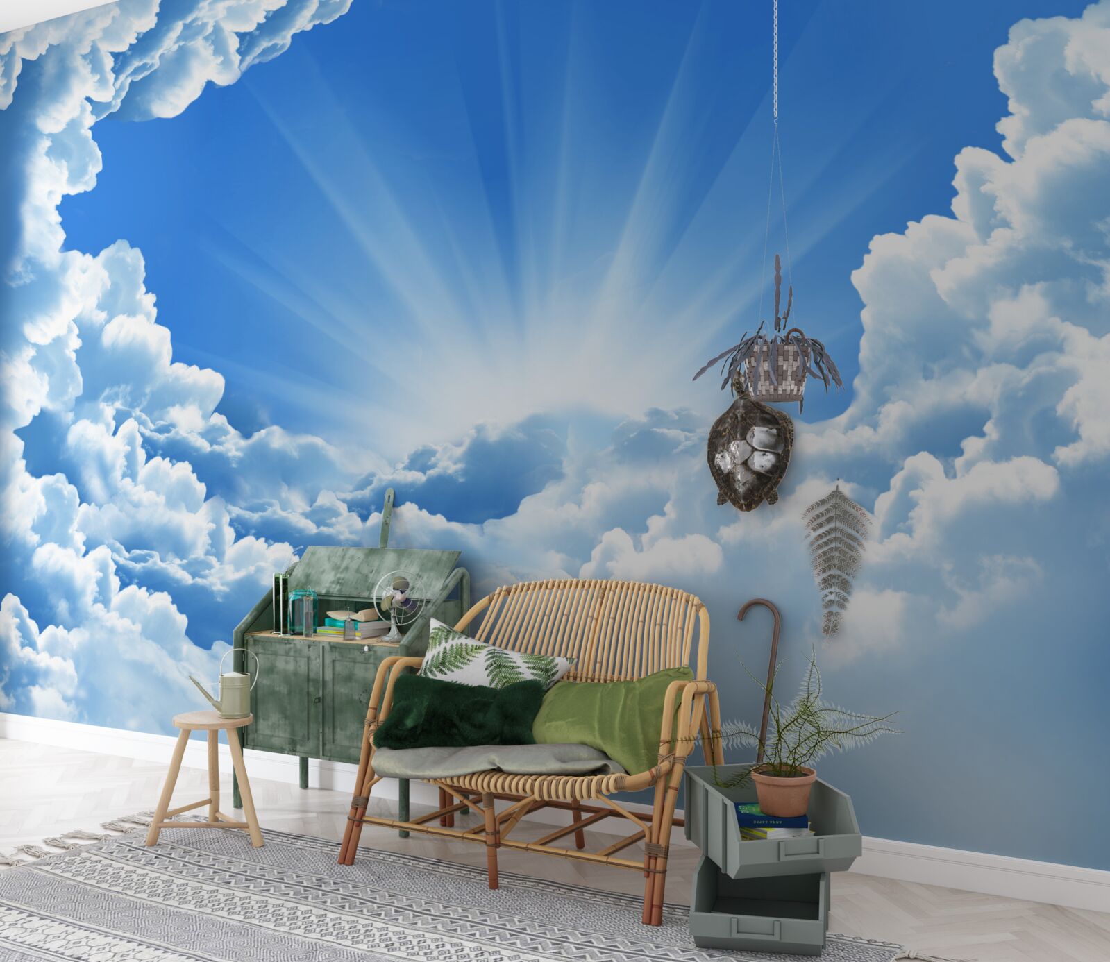 Papier peint les rayons du soleil percent les nuages