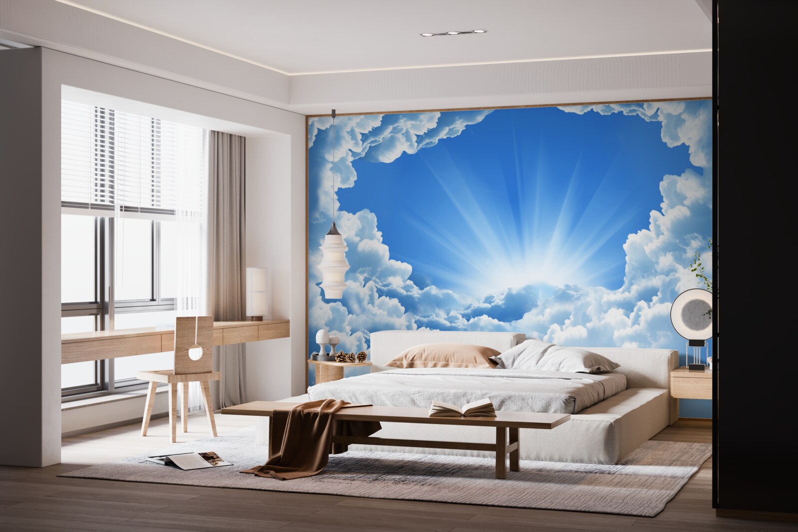 Papier peint les rayons du soleil percent les nuages