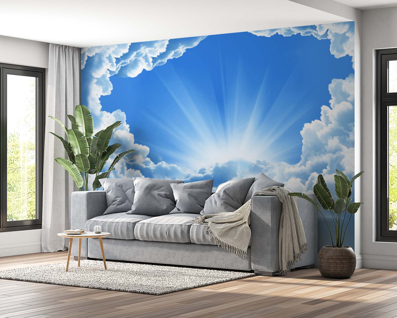 Papier peint les rayons du soleil percent les nuages