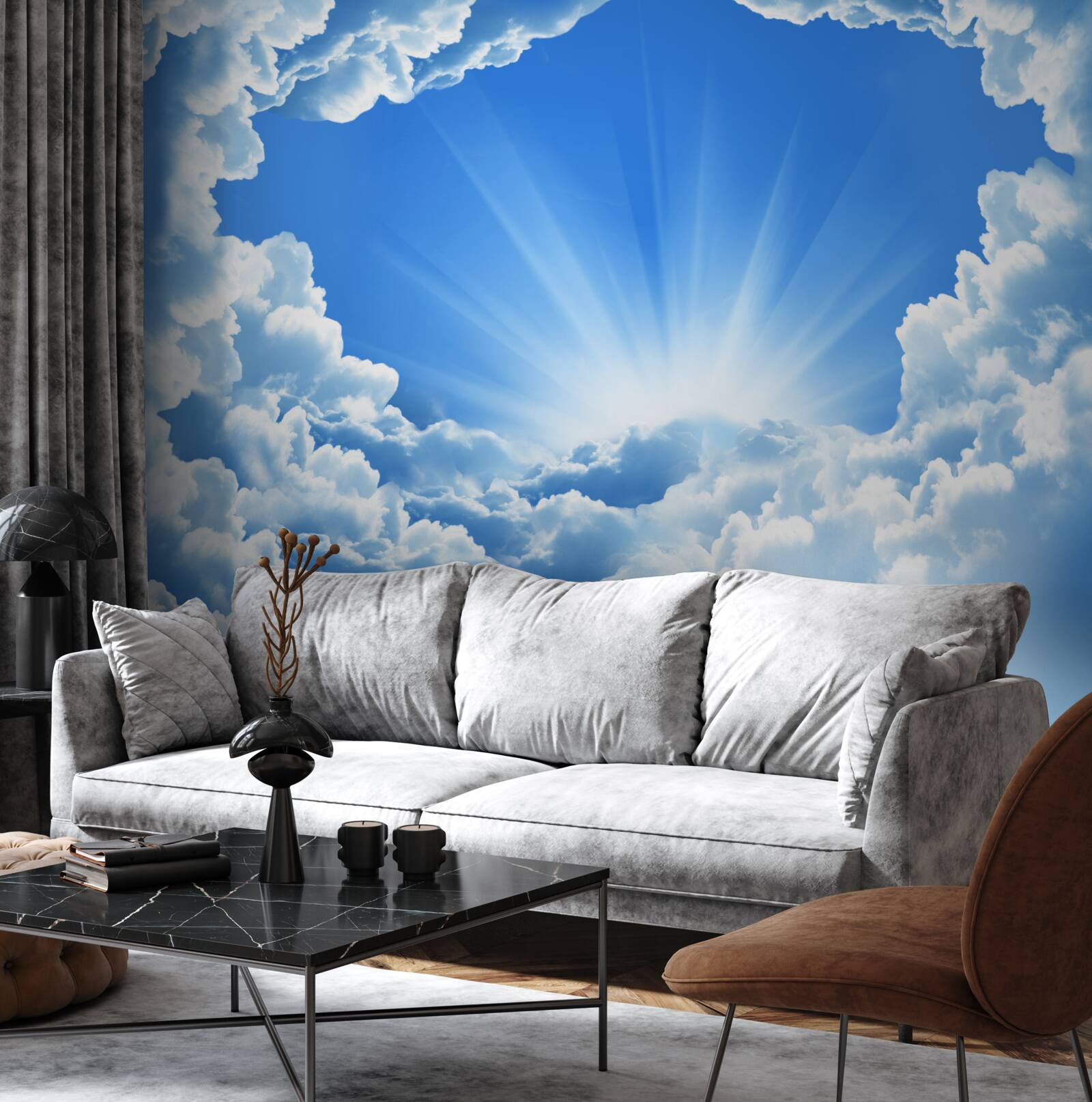 Papier peint les rayons du soleil percent les nuages