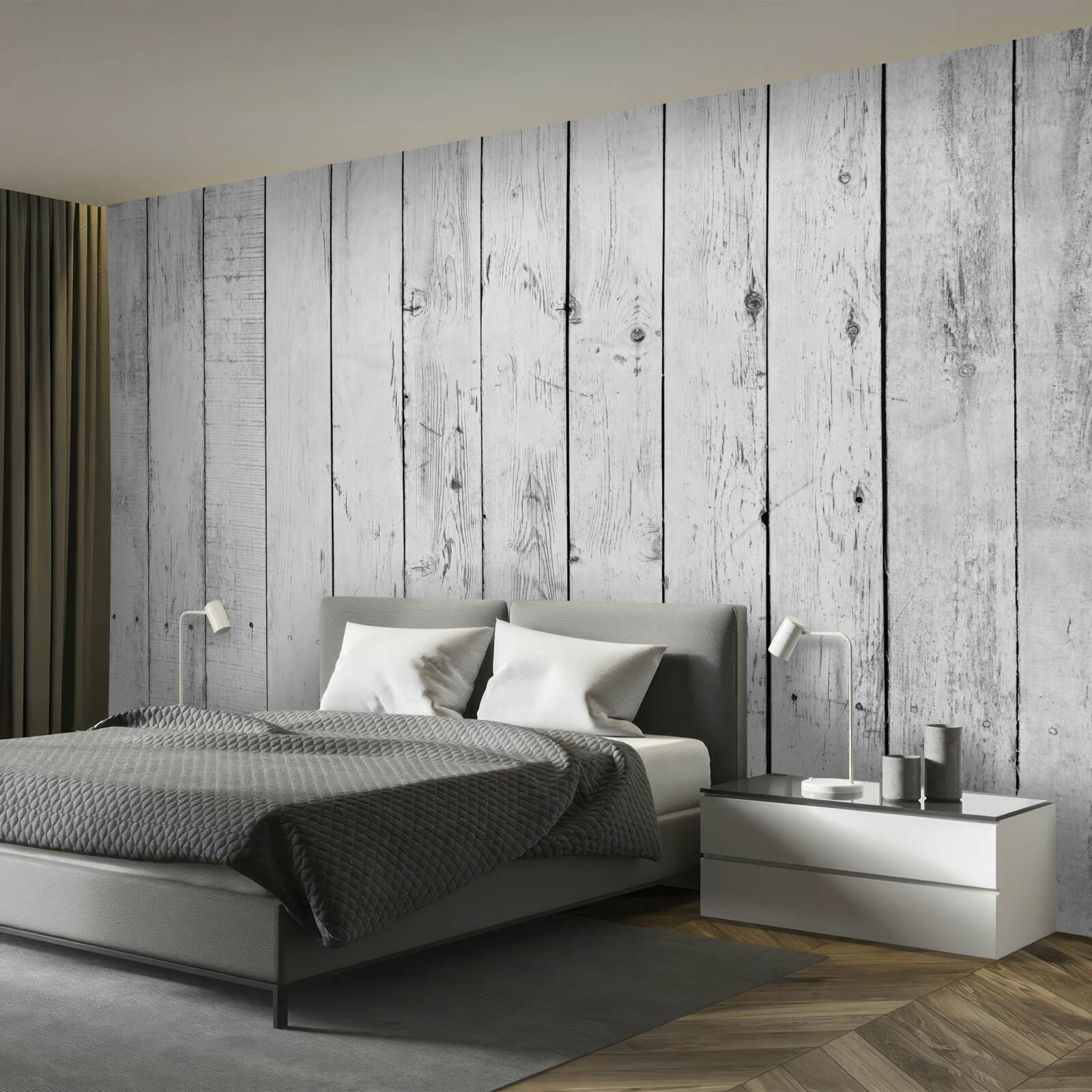 Papier peint parquet blanc