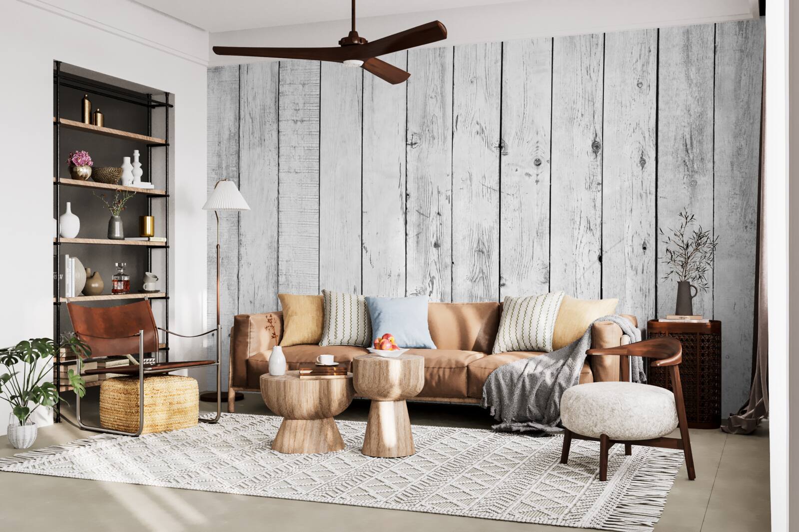 Papier peint parquet blanc