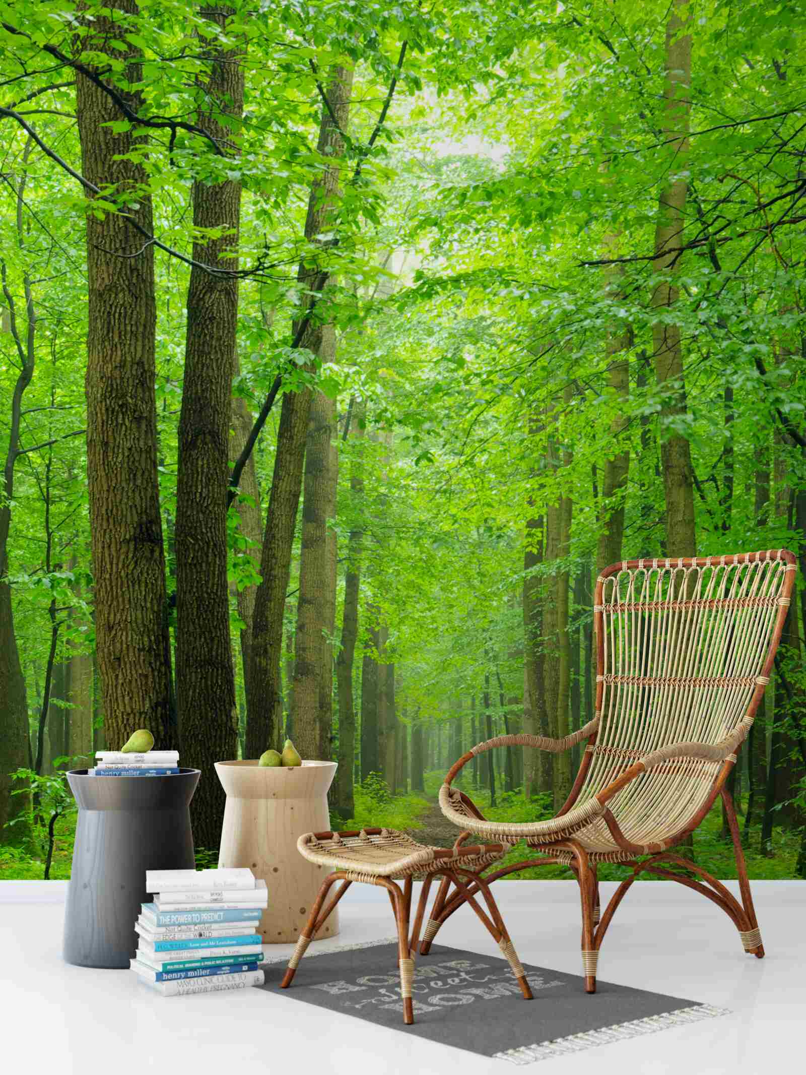 Papier peint un chemin confortable à travers une gracieuse forêt de feuillus