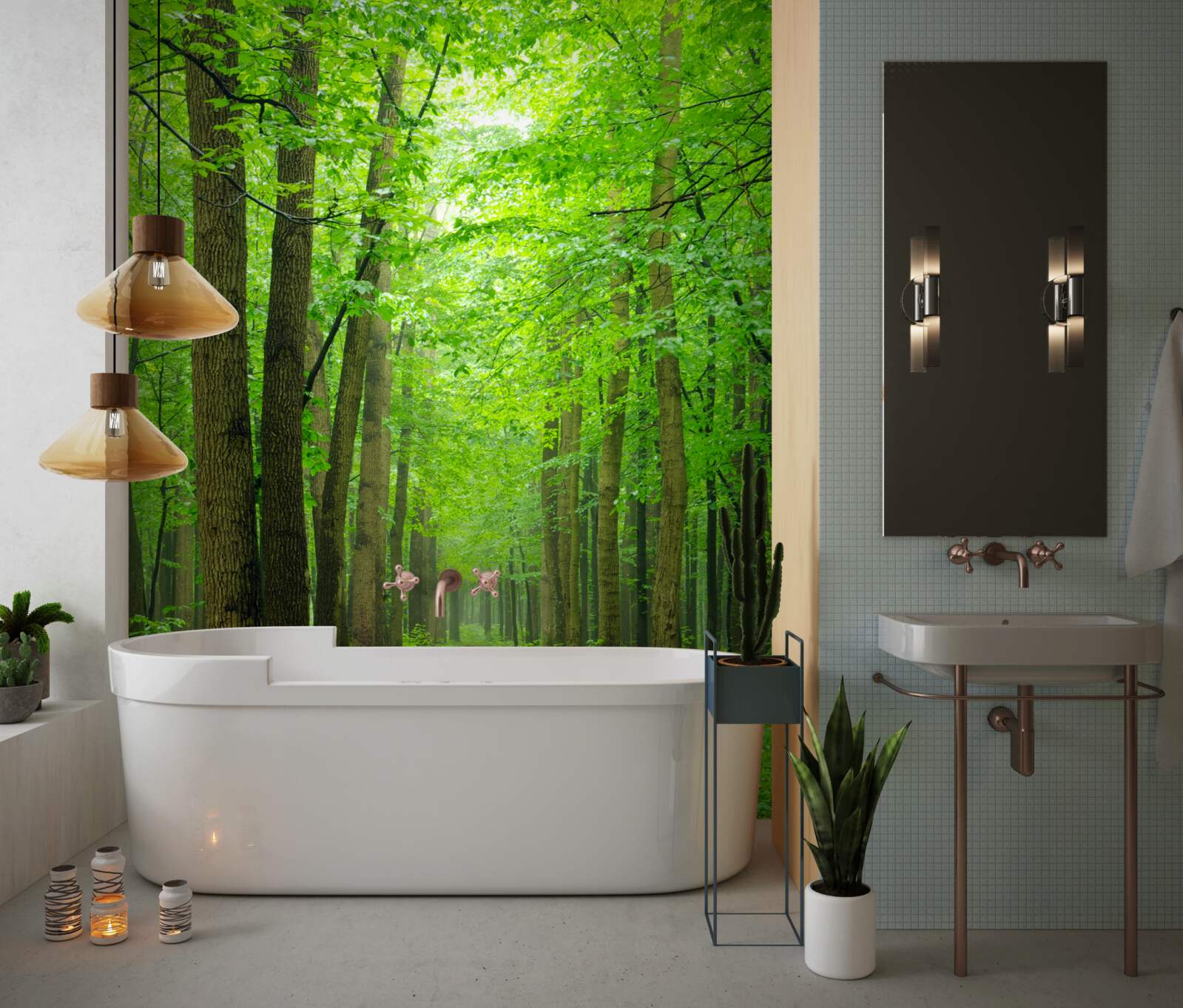 Papier peint un chemin confortable à travers une gracieuse forêt de feuillus