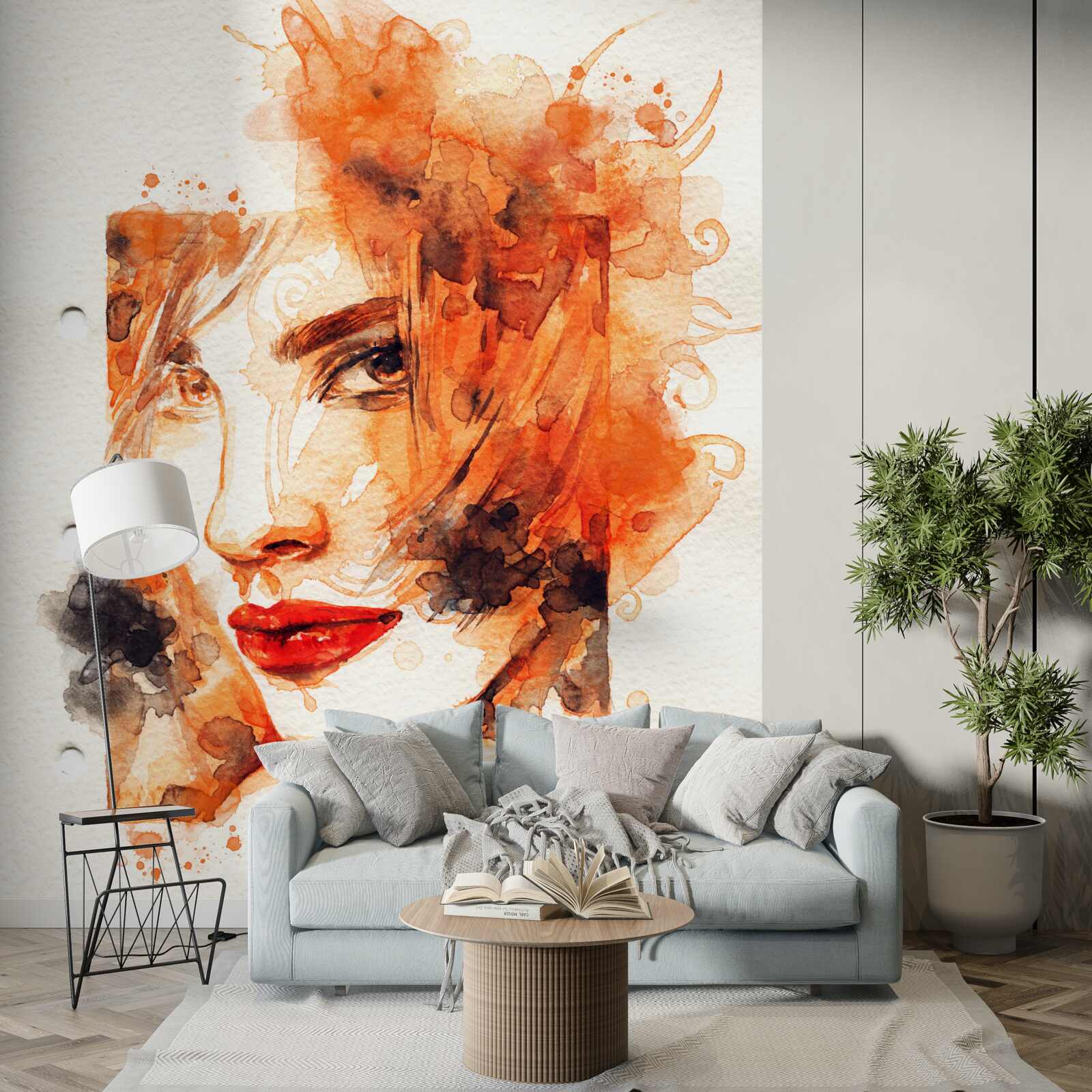Papier peint femme aux couleurs de l'automne