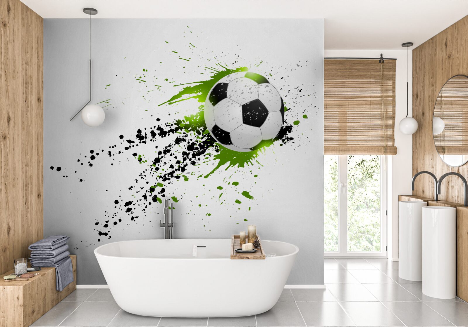 Papier peint football sur fond blanc