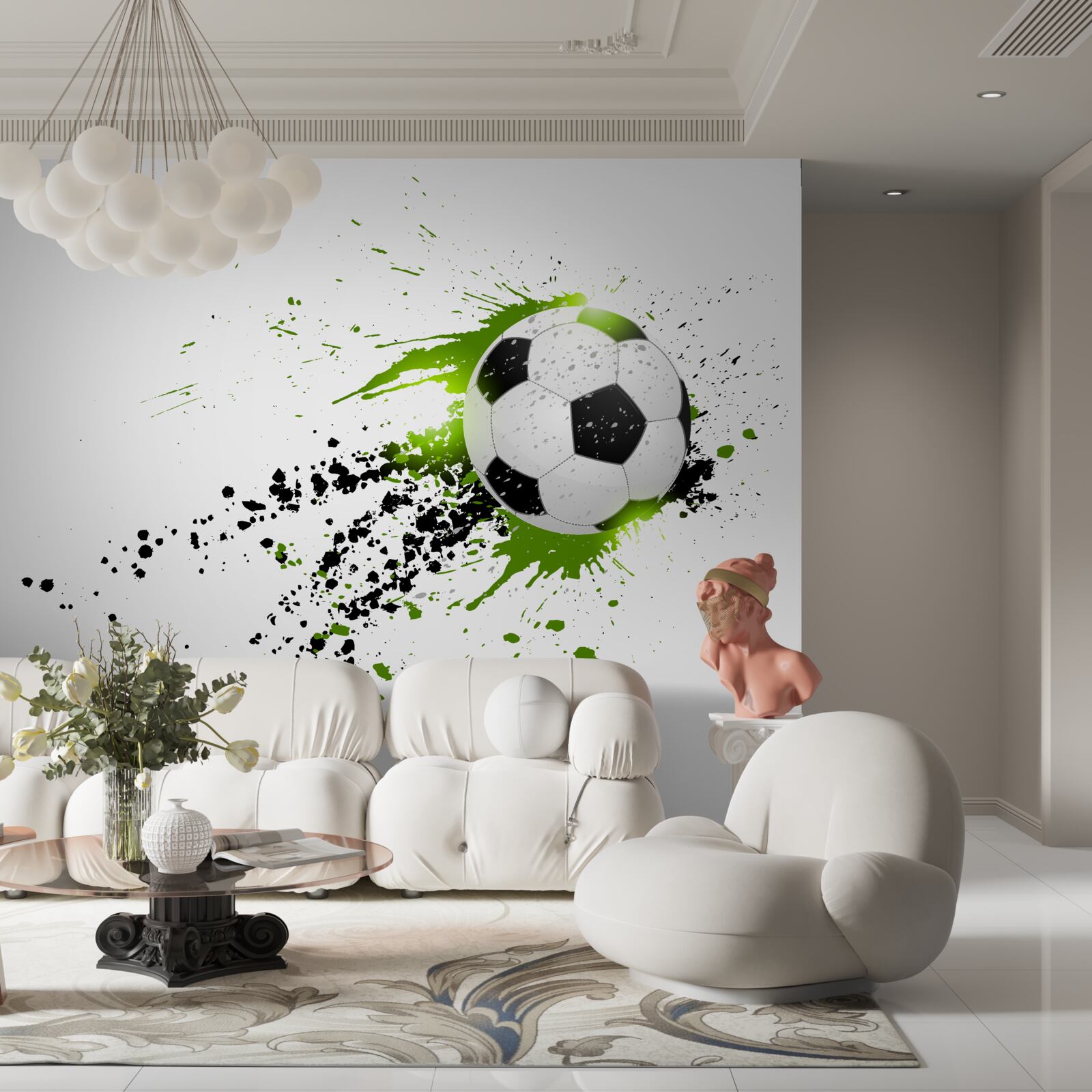 Papier peint football sur fond blanc