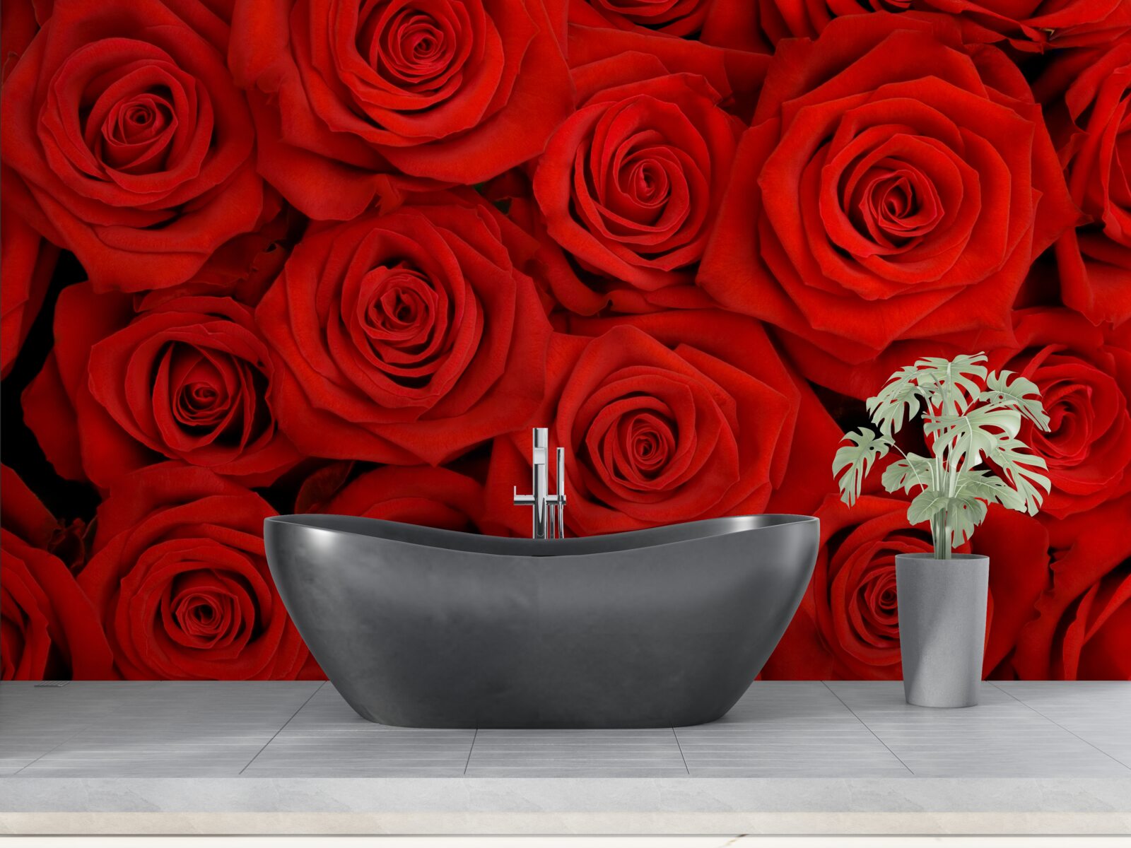 Papier peint bouquet de roses rouges