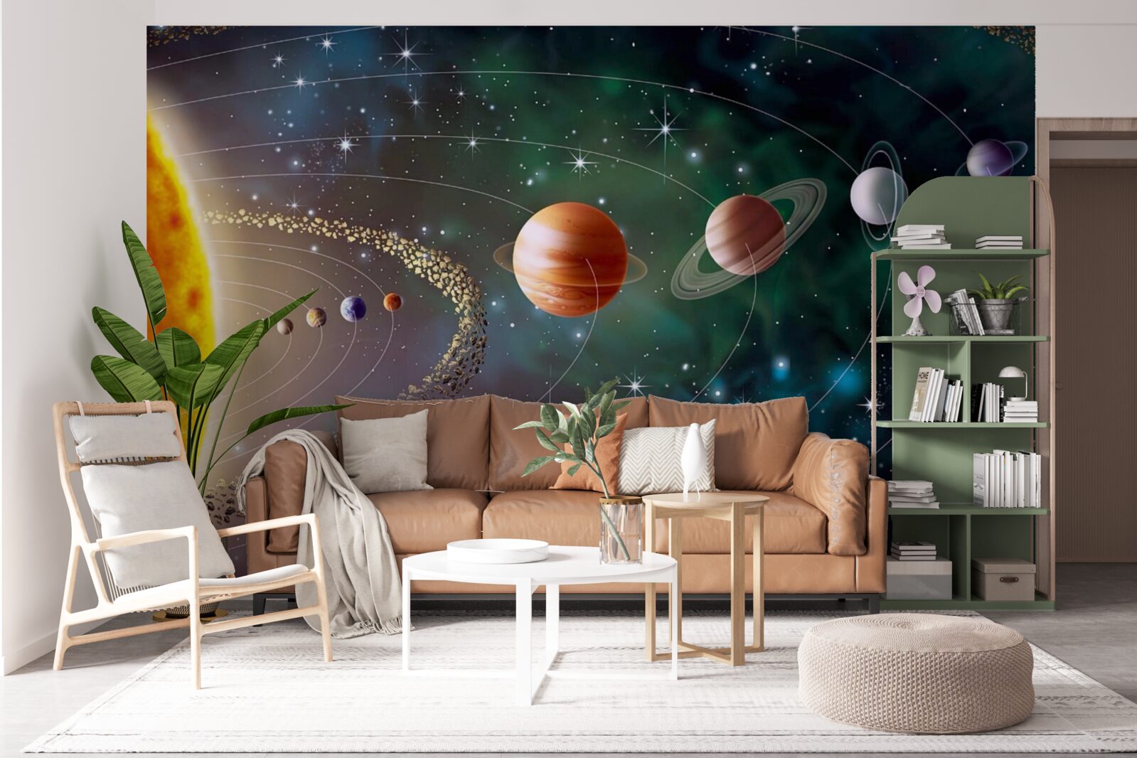 Papier peint cortège cosmique de planètes devant une étoile