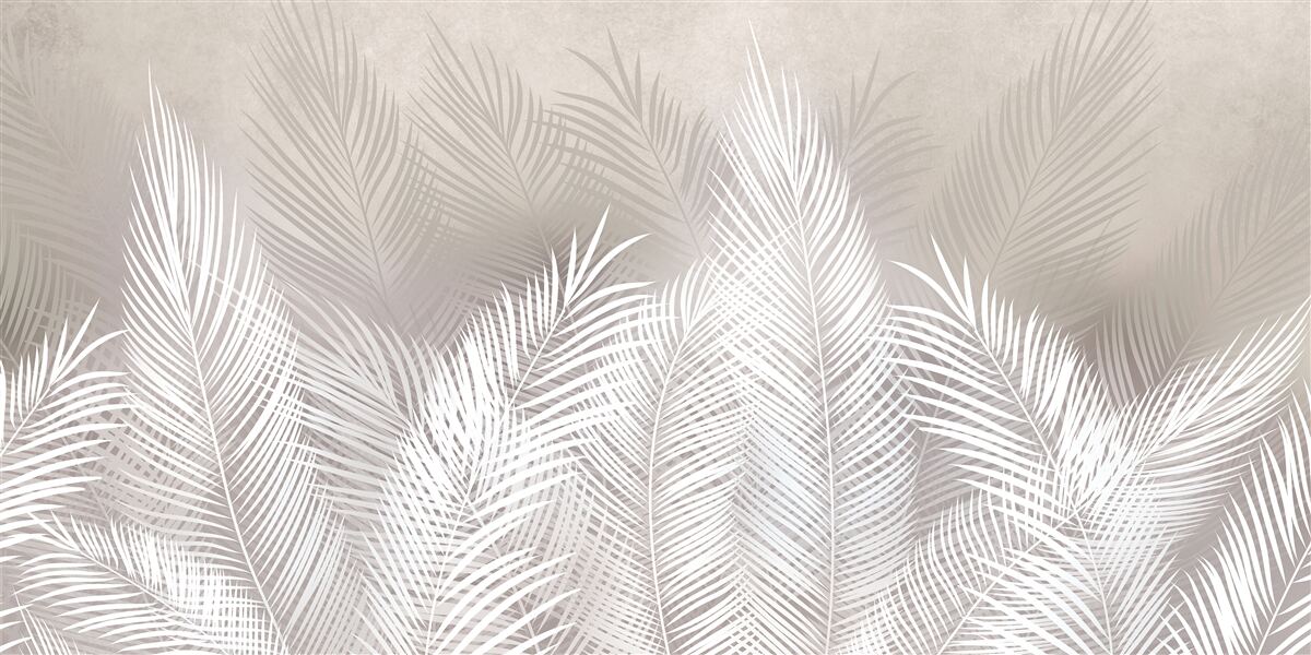 Papier peint feuilles pennées, denses et blanches comme la neige