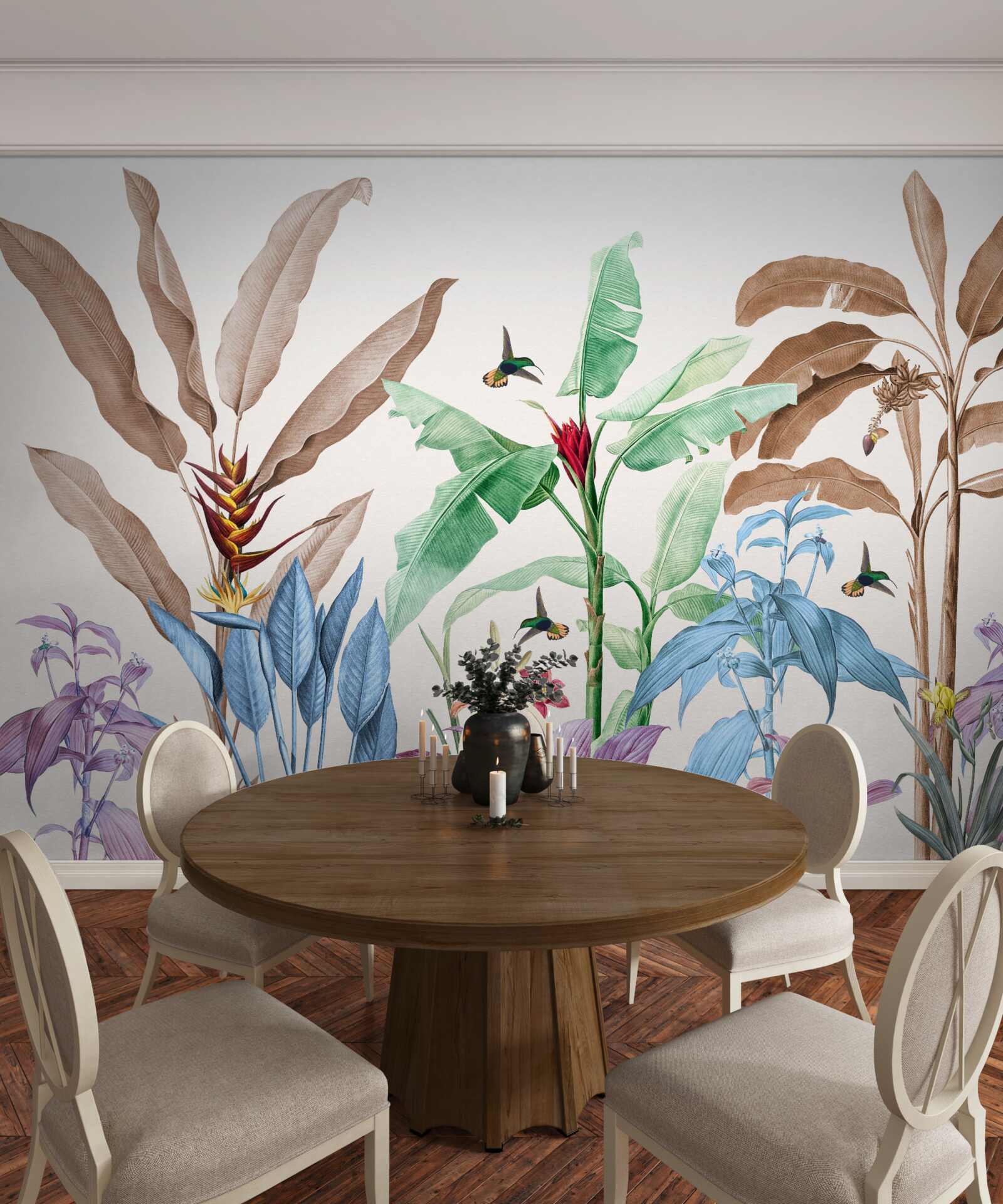 Papier peint aquarelle forêt tropicale